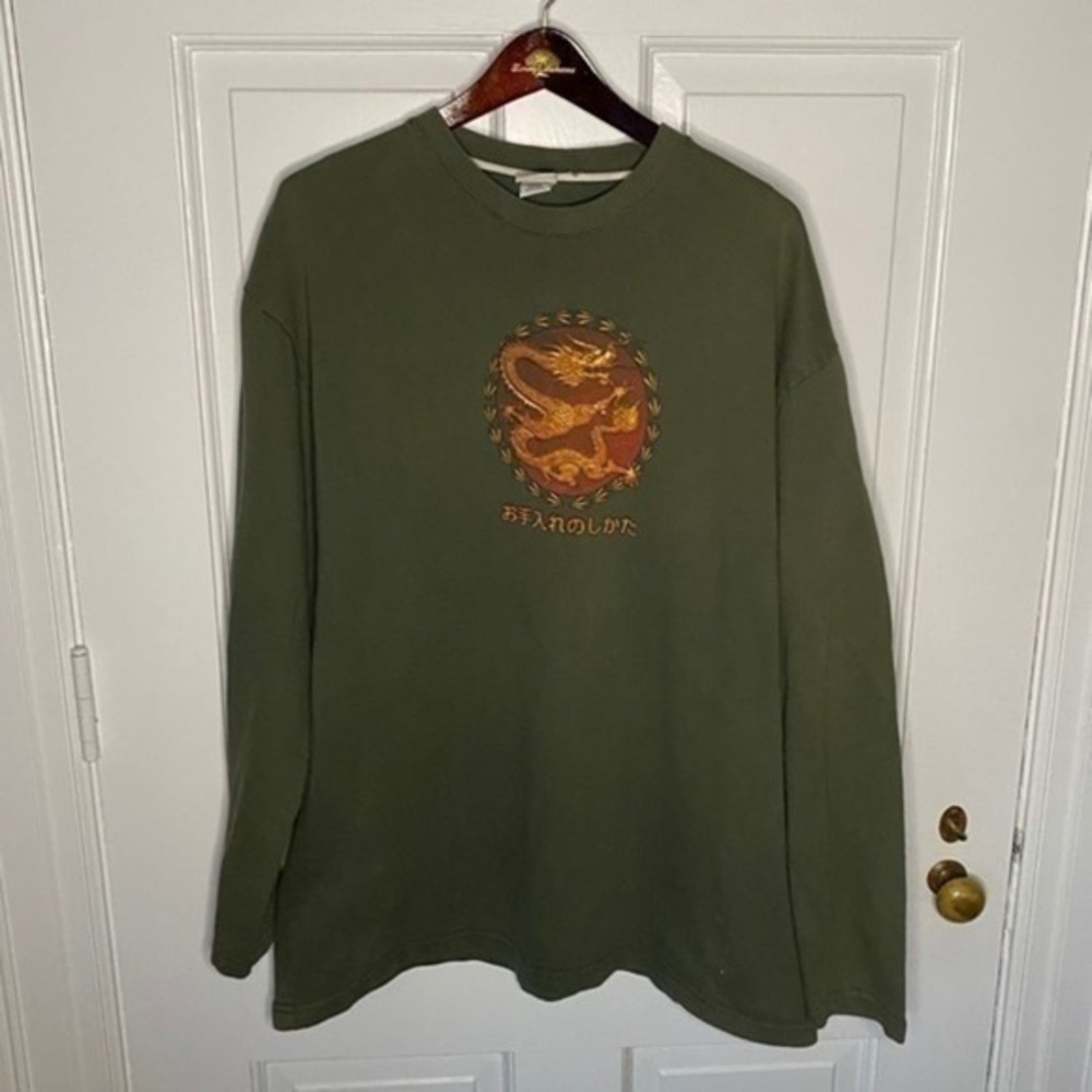 Vintage Chinese Dragon Green Boyfriend Sweatshirt